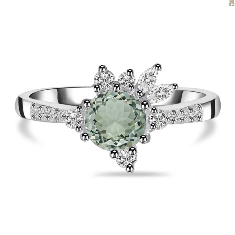 Green Amethyst & White Topaz Ring GRA-RDR-2406.