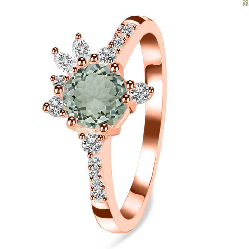 Green Amethyst & White Topaz Ring GRA-RDR-2406.