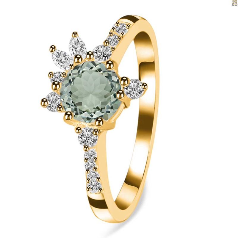 Green Amethyst & White Topaz Ring GRA-RDR-2406.