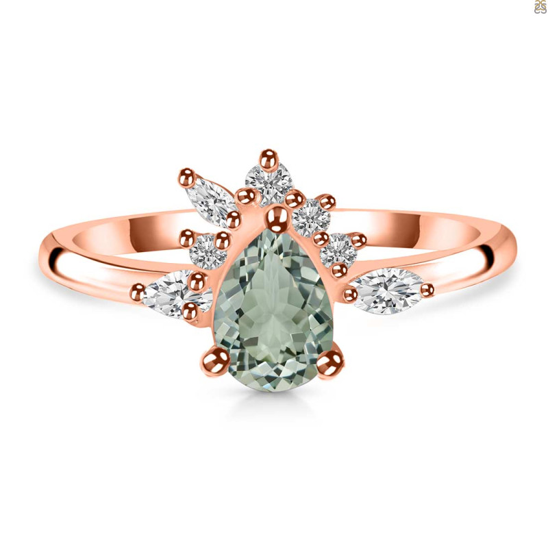 Green Amethyst & White Topaz Ring GRA-RDR-2431.