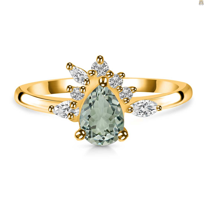 Green Amethyst & White Topaz Ring GRA-RDR-2431.