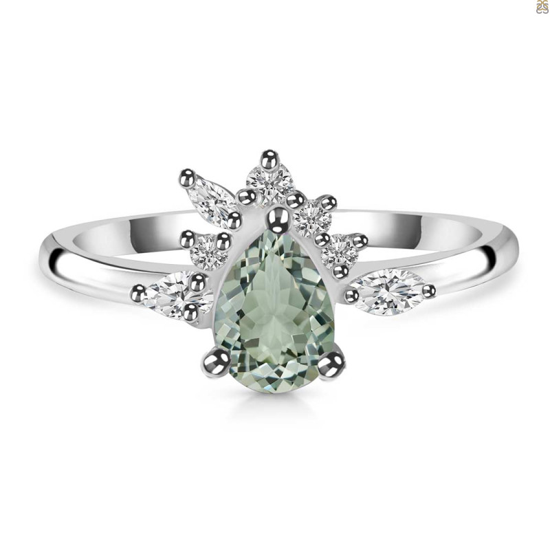 Green Amethyst & White Topaz Ring GRA-RDR-2431.