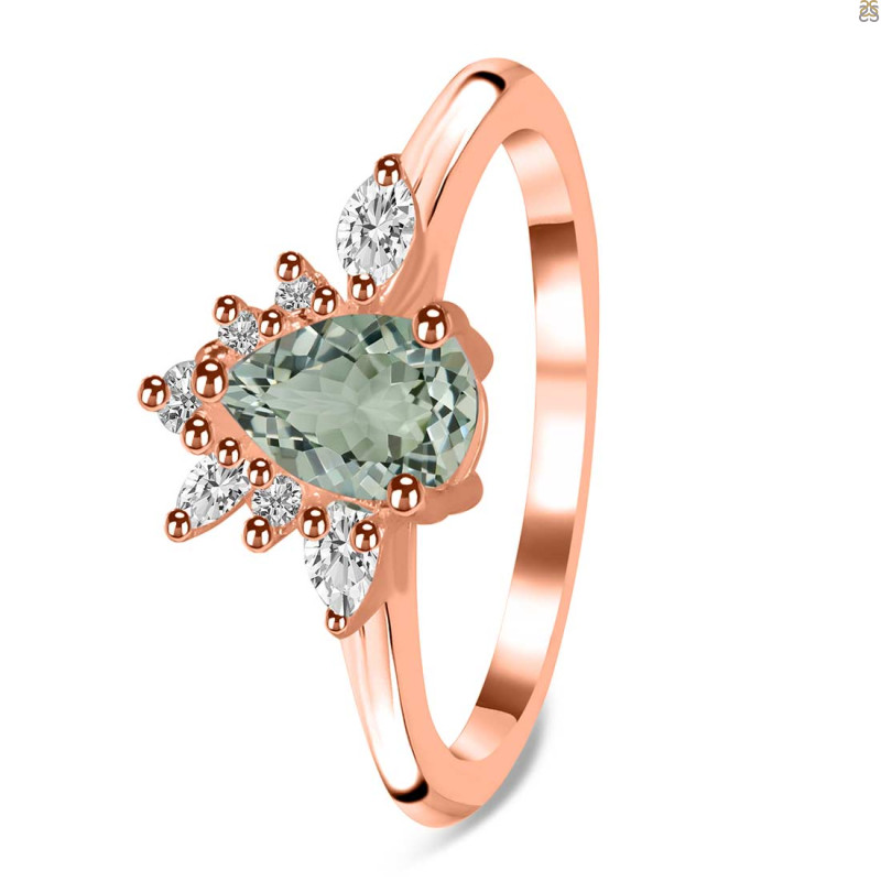 Green Amethyst & White Topaz Ring GRA-RDR-2431.