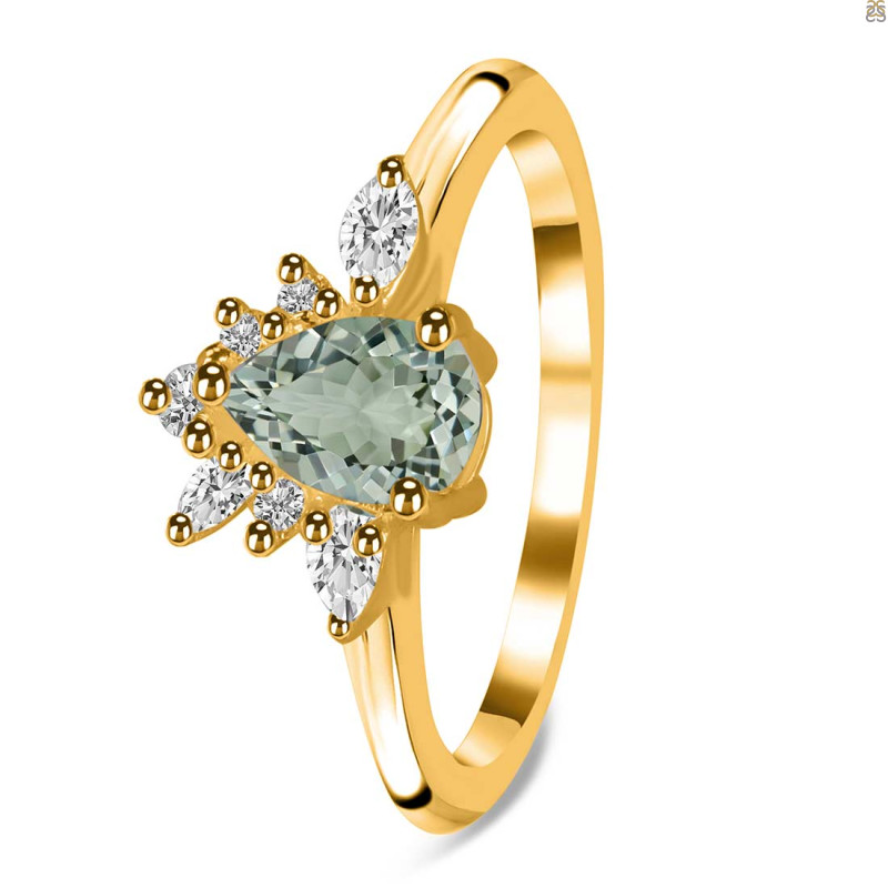Green Amethyst & White Topaz Ring GRA-RDR-2431.