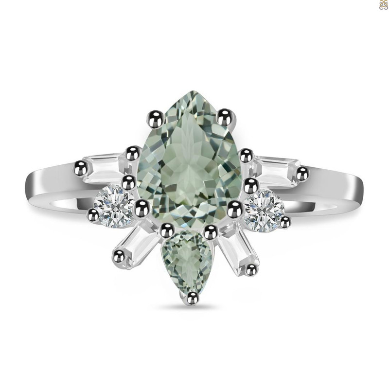 Green Amethyst & White Topaz Ring GRA-RDR-2521.