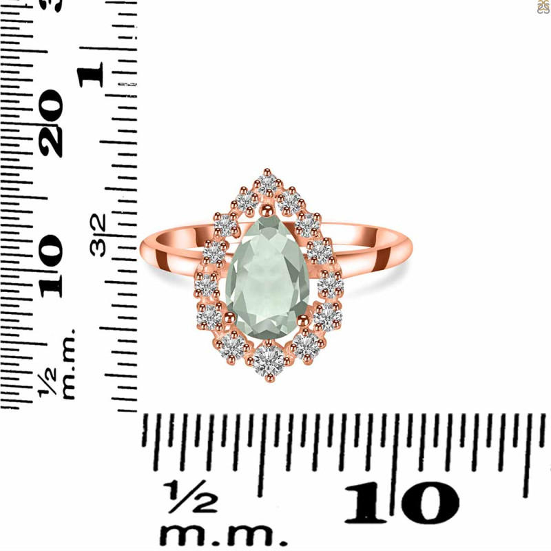 Green Amethyst & White Topaz Ring GRA-RDR-2770.