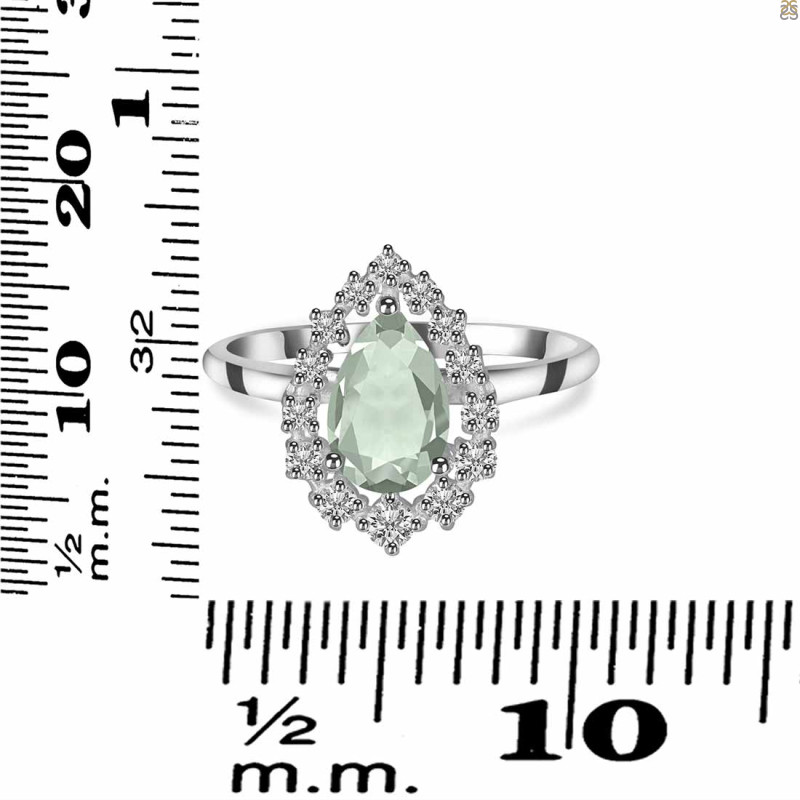 Green Amethyst & White Topaz Ring GRA-RDR-2770.