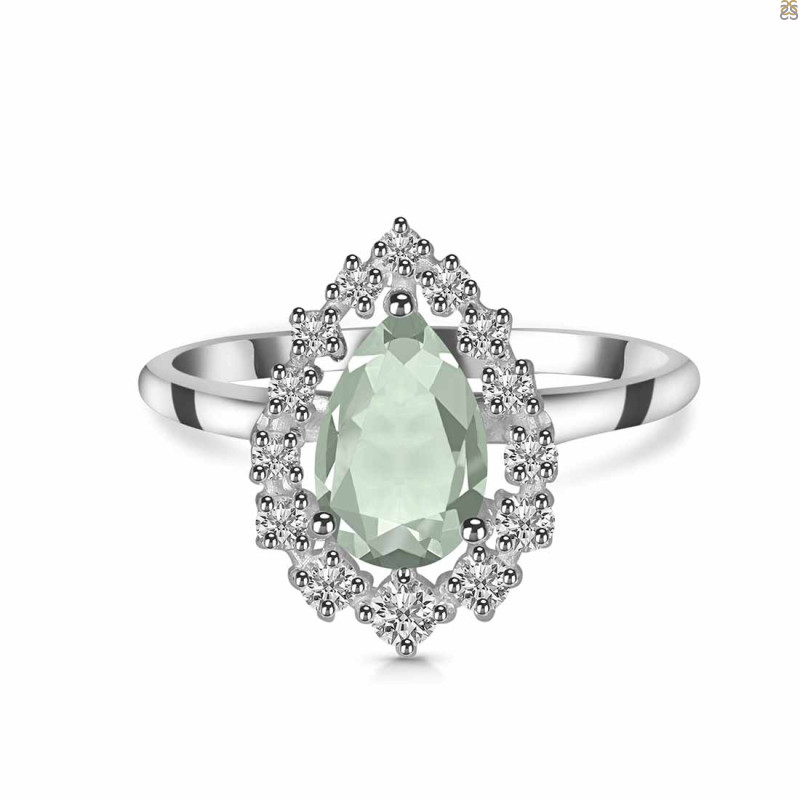 Green Amethyst & White Topaz Ring GRA-RDR-2770.