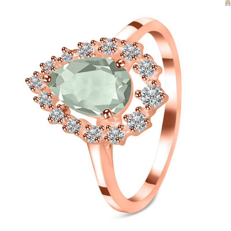 Green Amethyst & White Topaz Ring GRA-RDR-2770.