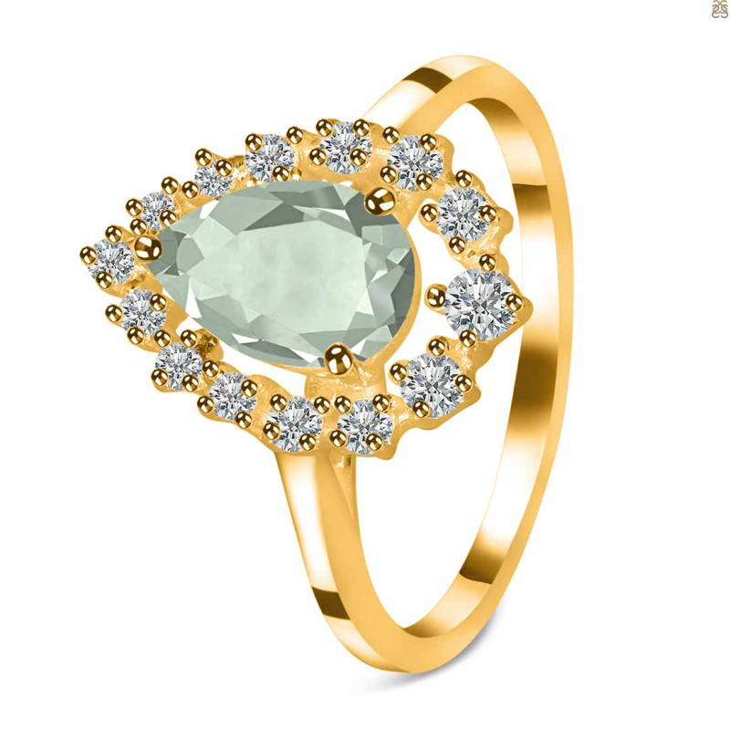 Green Amethyst & White Topaz Ring GRA-RDR-2770.