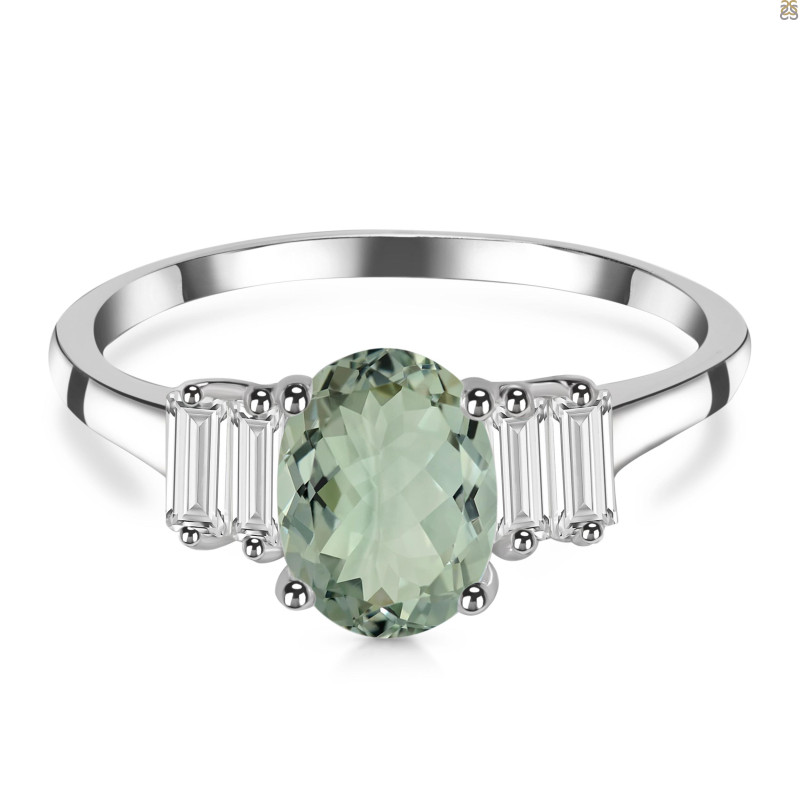 Green Amethyst & White Topaz Ring GRA-RDR-2861.