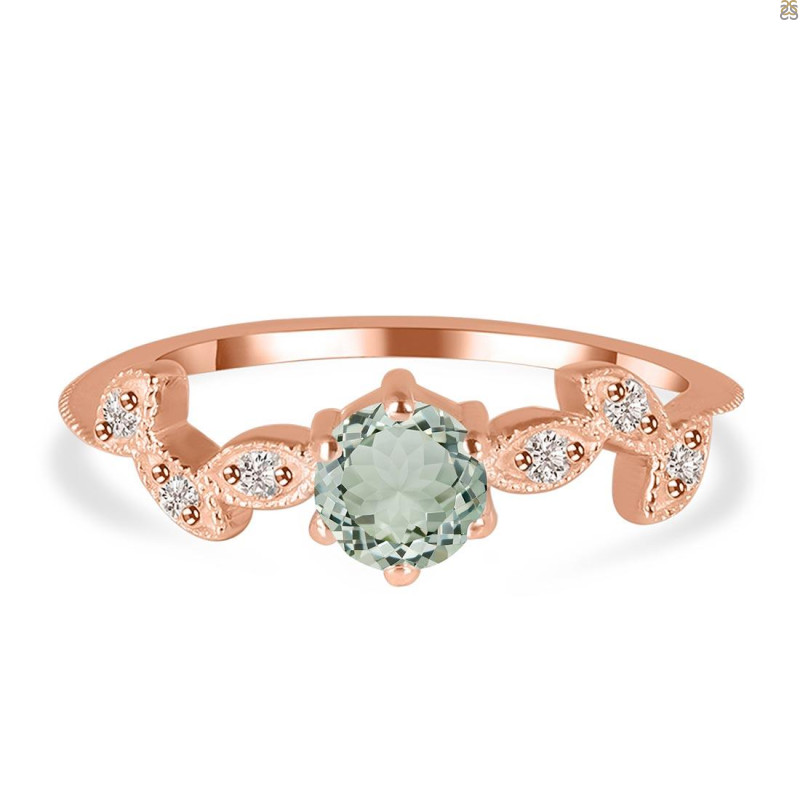 Green Amethyst & White Topaz Ring GRA-RDR-2981.