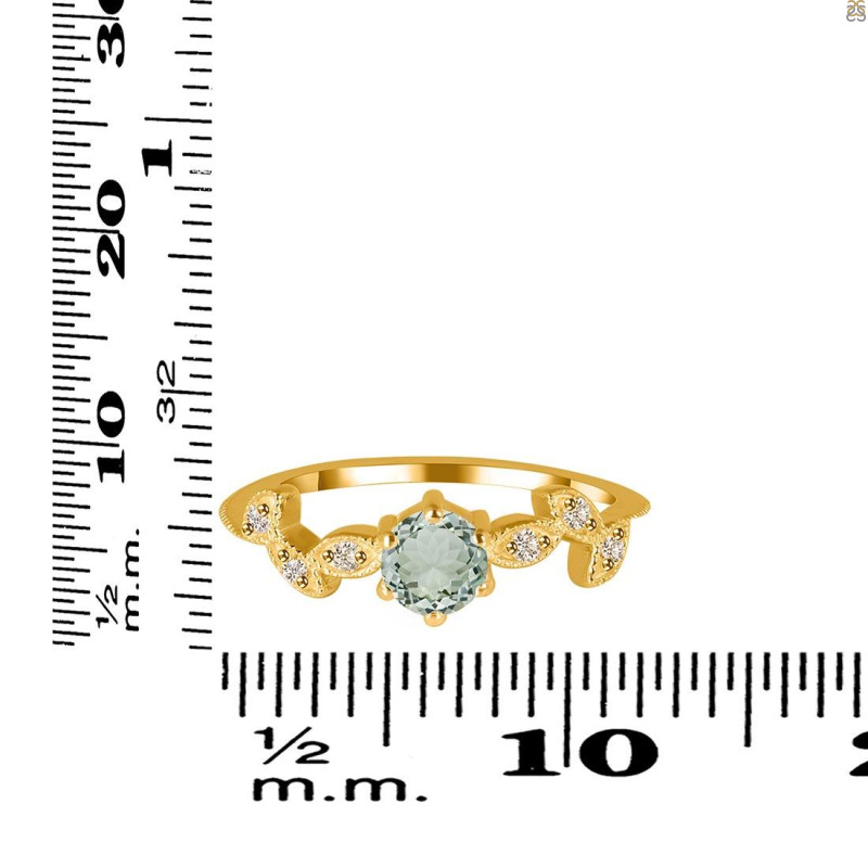 Green Amethyst & White Topaz Ring GRA-RDR-2981.