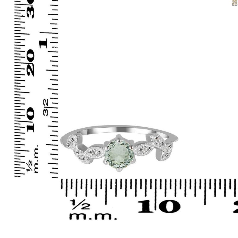 Green Amethyst & White Topaz Ring GRA-RDR-2981.