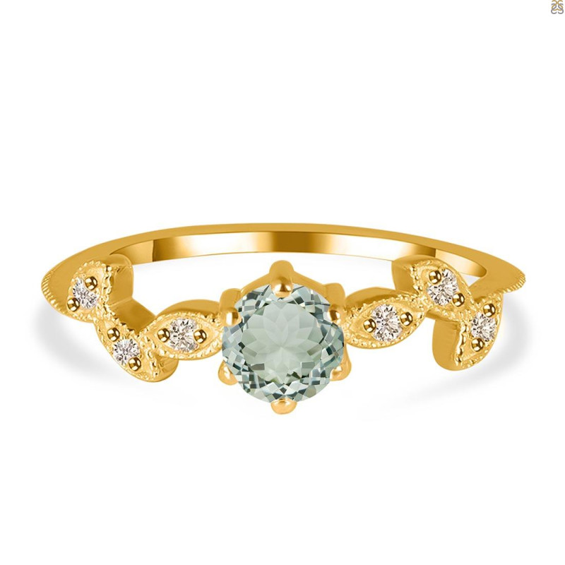 Green Amethyst & White Topaz Ring GRA-RDR-2981.