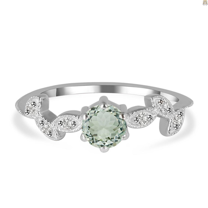 Green Amethyst & White Topaz Ring GRA-RDR-2981.
