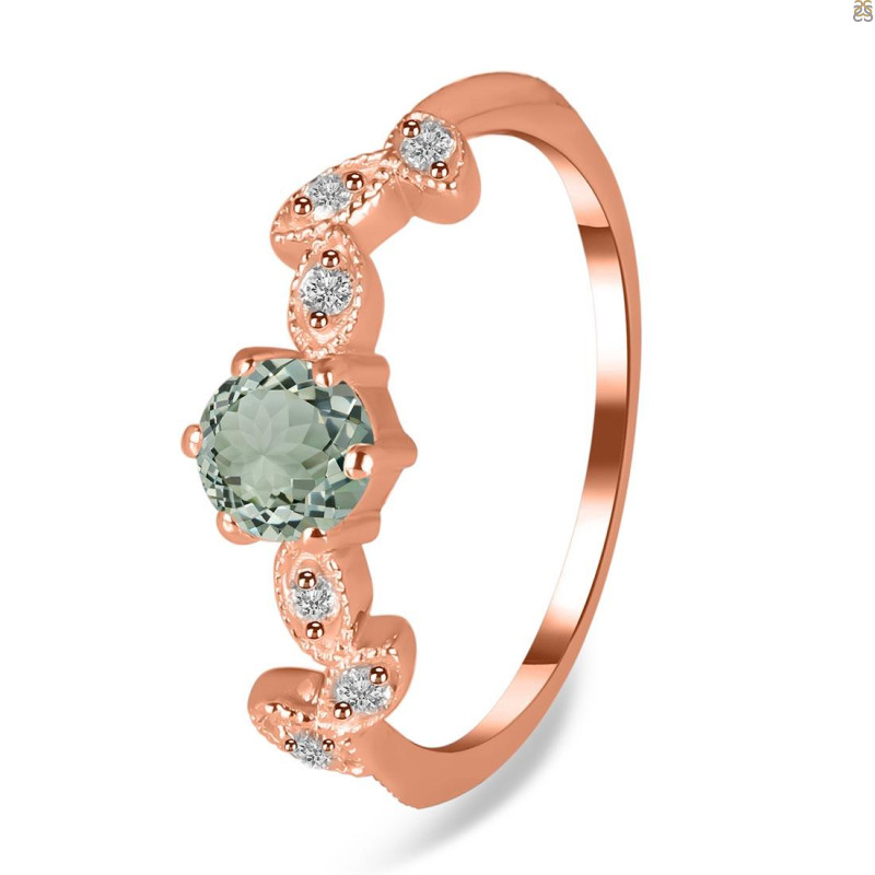 Green Amethyst & White Topaz Ring GRA-RDR-2981.