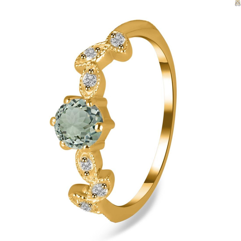 Green Amethyst & White Topaz Ring GRA-RDR-2981.
