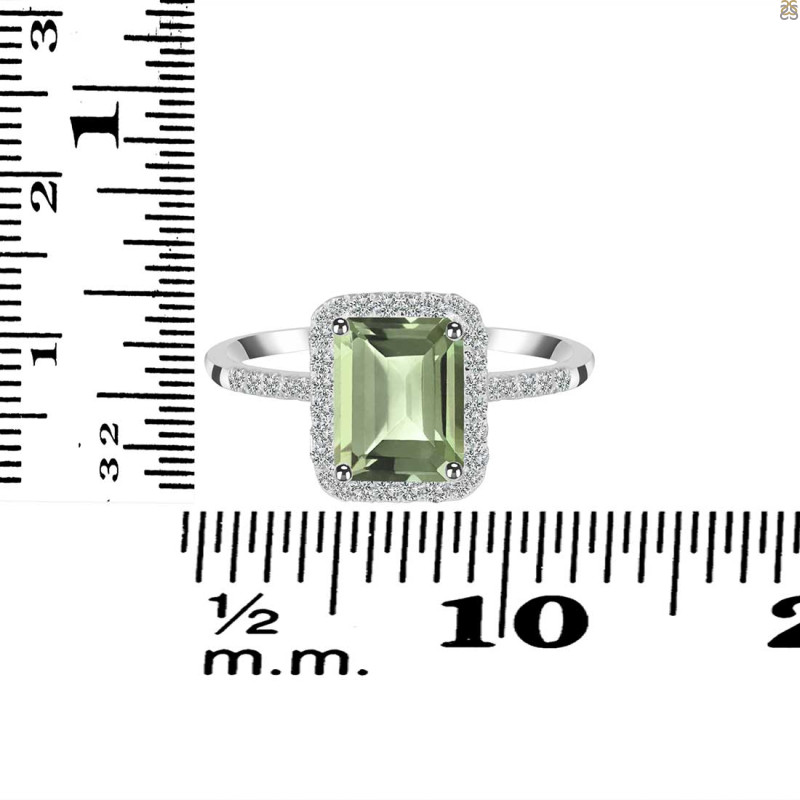 Green Amethyst & White Topaz Ring GRA-RDR-3071.