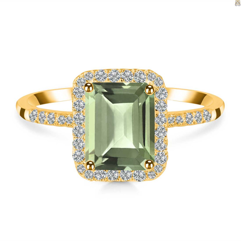 Green Amethyst & White Topaz Ring GRA-RDR-3071.