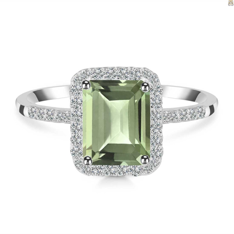 Green Amethyst & White Topaz Ring GRA-RDR-3071.