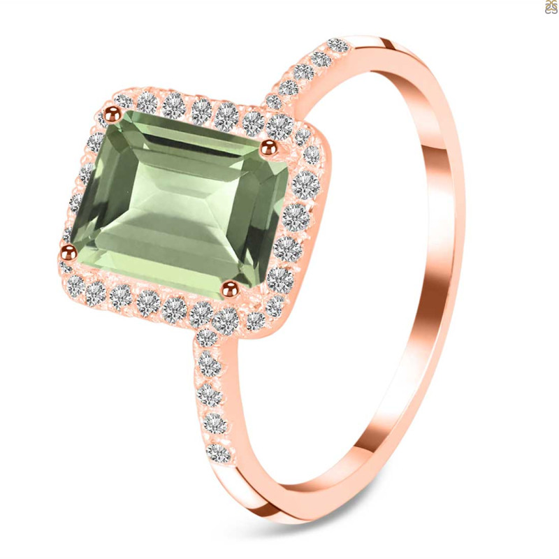 Green Amethyst & White Topaz Ring GRA-RDR-3071.