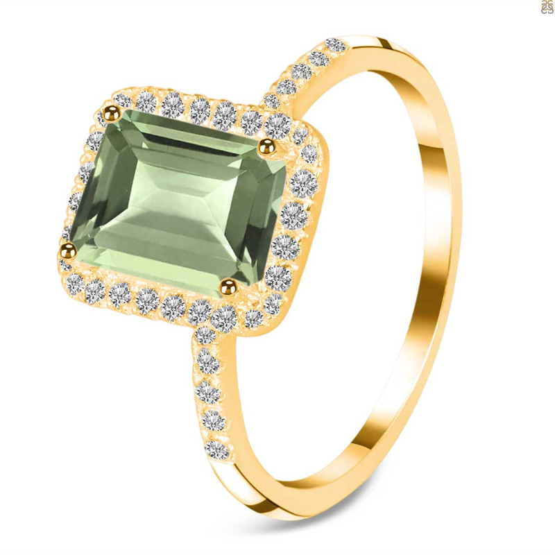 Green Amethyst & White Topaz Ring GRA-RDR-3071.