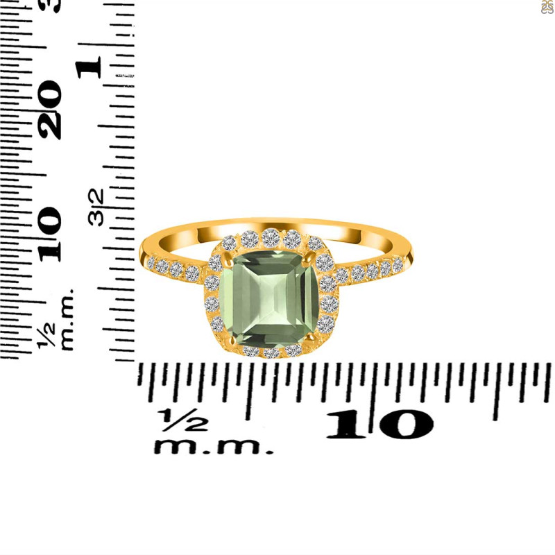 Green Amethyst & White Topaz Ring GRA-RDR-3119.