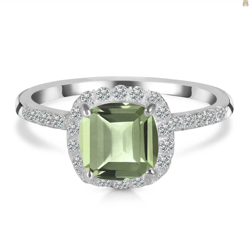 Green Amethyst & White Topaz Ring GRA-RDR-3119.