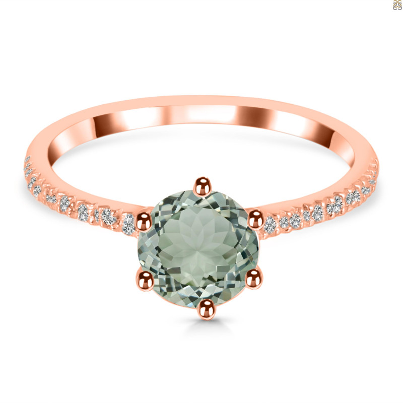 Green Amethyst & White Topaz Ring GRA-RDR-3140.