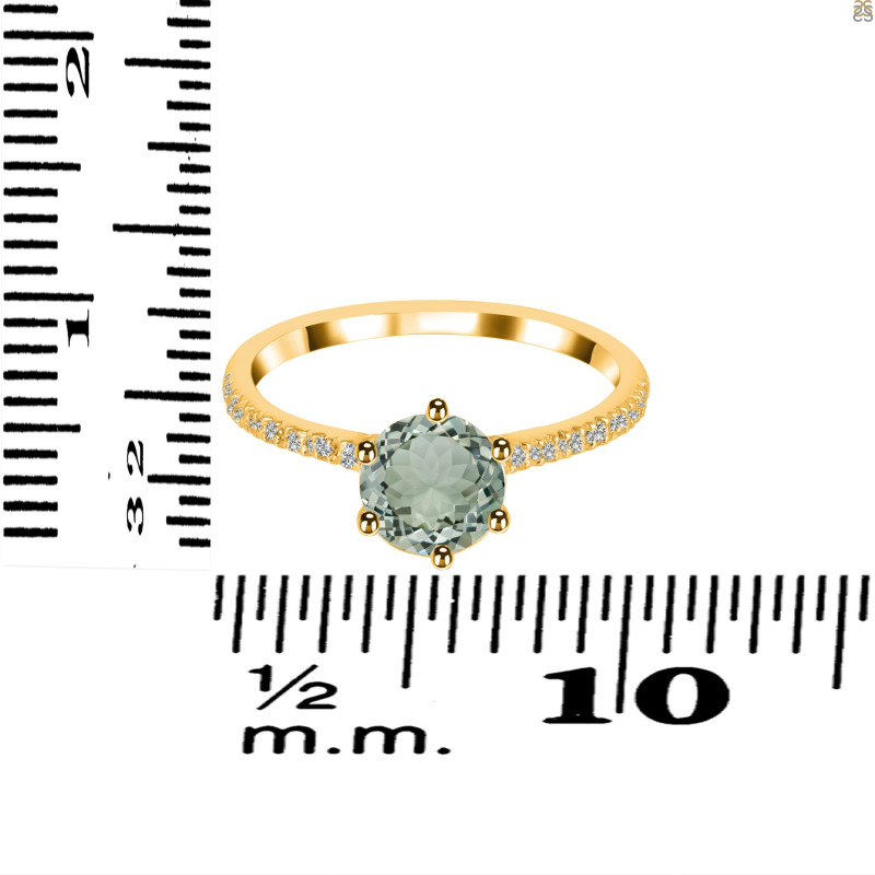 Green Amethyst & White Topaz Ring GRA-RDR-3140.