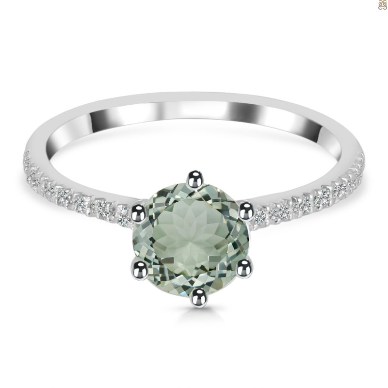 Green Amethyst & White Topaz Ring GRA-RDR-3140.