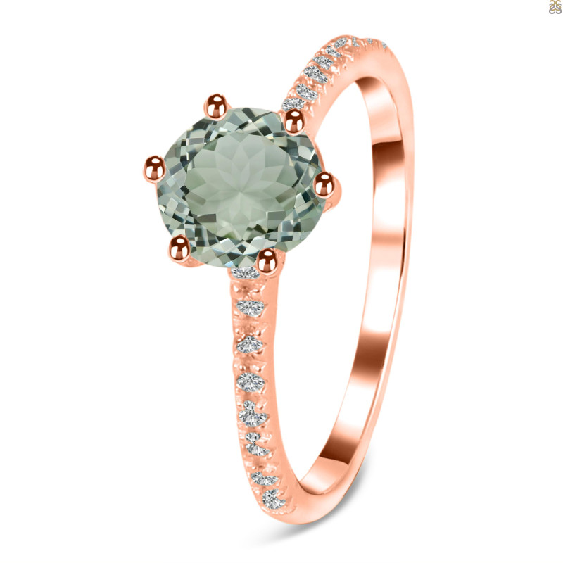 Green Amethyst & White Topaz Ring GRA-RDR-3140.