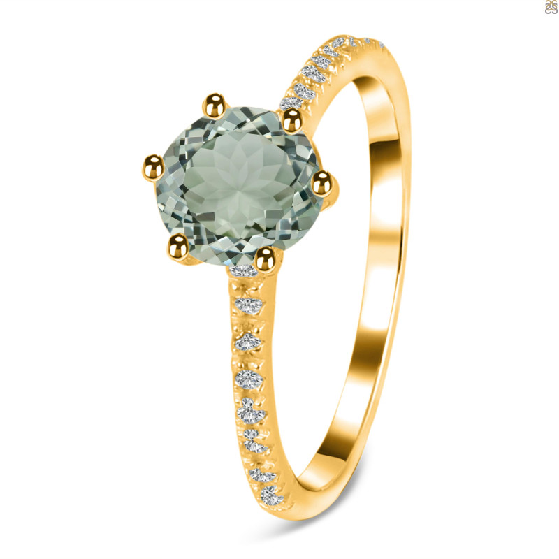 Green Amethyst & White Topaz Ring GRA-RDR-3140.