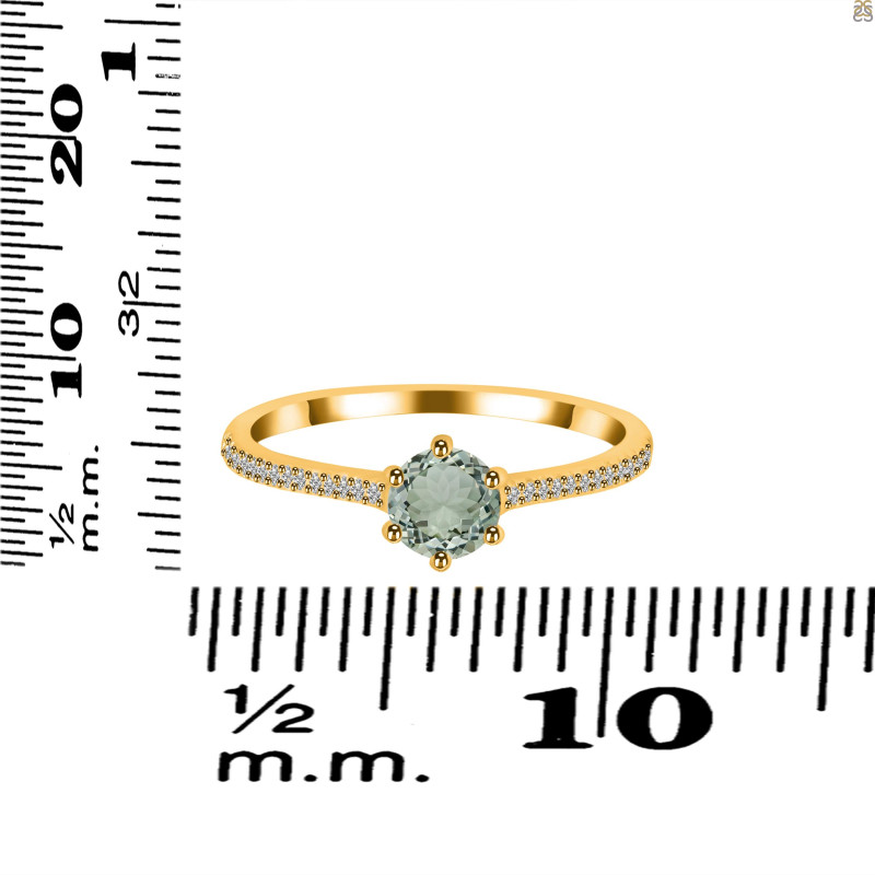 Green Amethyst & White Topaz Ring GRA-RDR-3143.