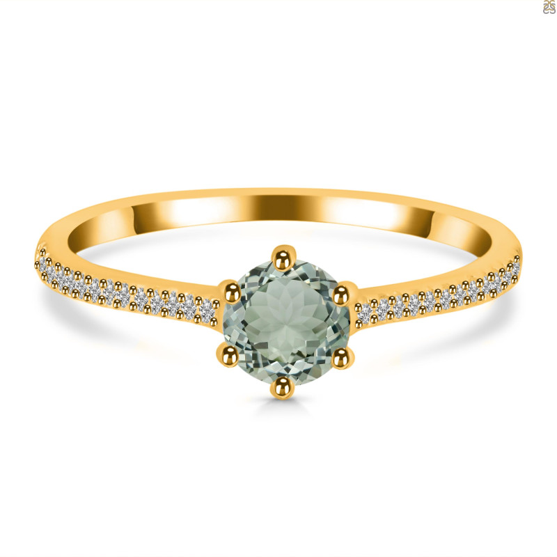 Green Amethyst & White Topaz Ring GRA-RDR-3143.