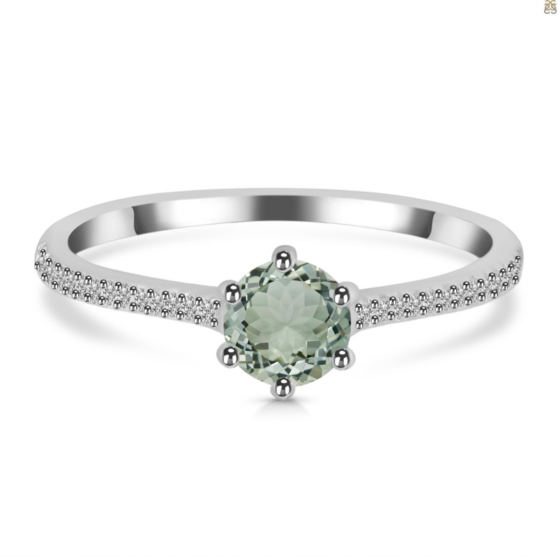 Green Amethyst & White Topaz Ring GRA-RDR-3143.