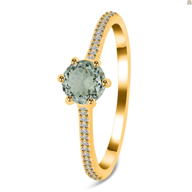 Green Amethyst & White Topaz Ring GRA-RDR-3143.
