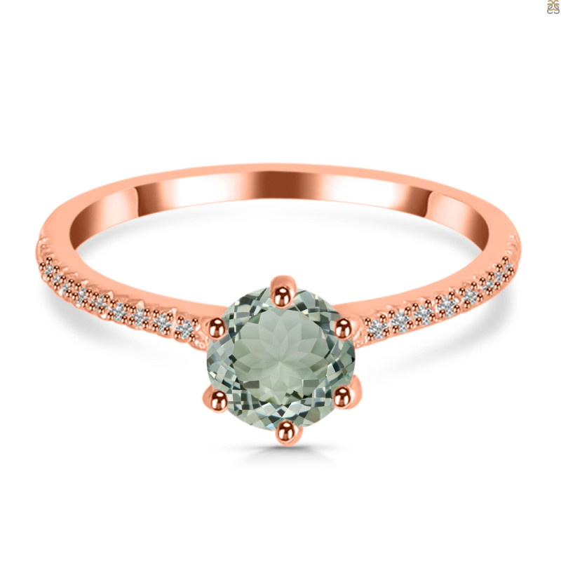 Green Amethyst & White Topaz Ring GRA-RDR-3144.