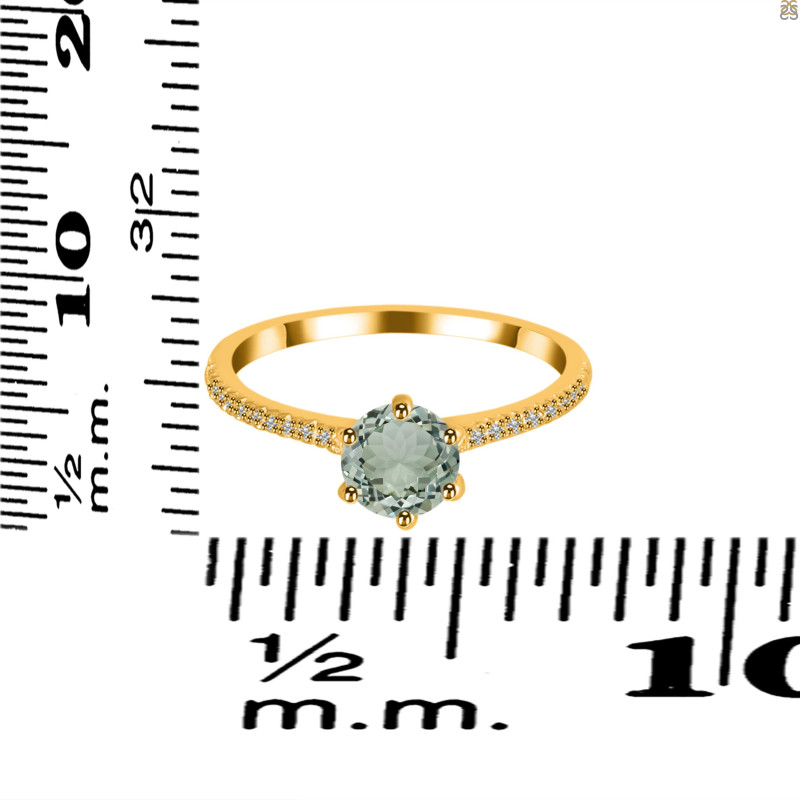 Green Amethyst & White Topaz Ring GRA-RDR-3144.