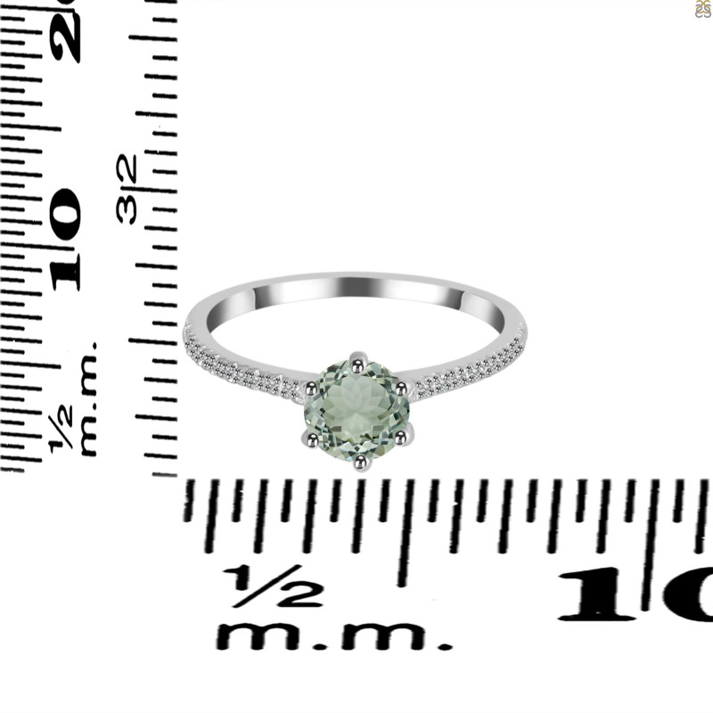 Green Amethyst & White Topaz Ring GRA-RDR-3144.