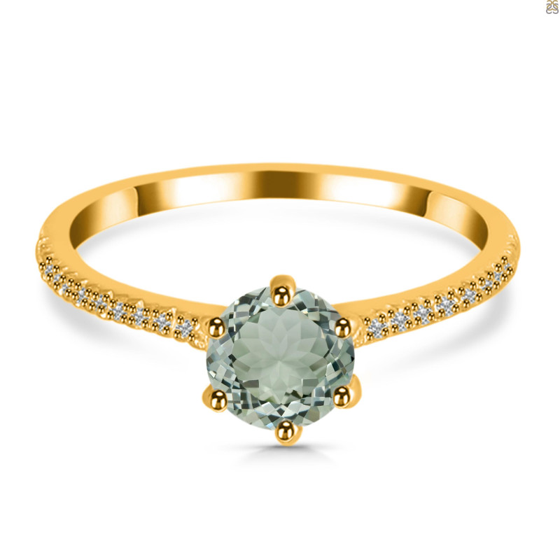 Green Amethyst & White Topaz Ring GRA-RDR-3144.