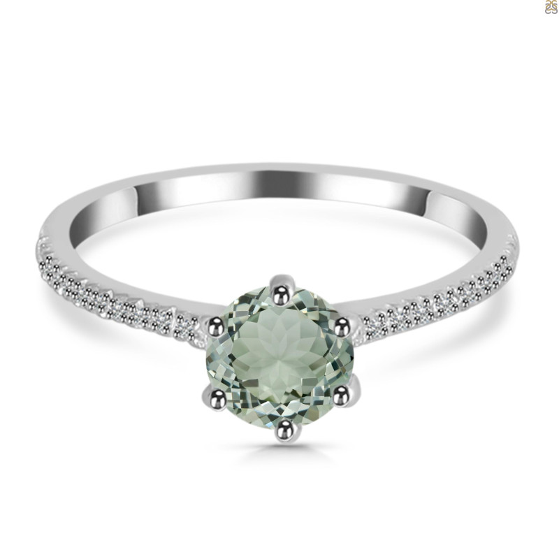 Green Amethyst & White Topaz Ring GRA-RDR-3144.
