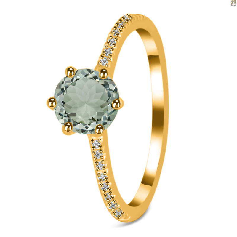 Green Amethyst & White Topaz Ring GRA-RDR-3144.