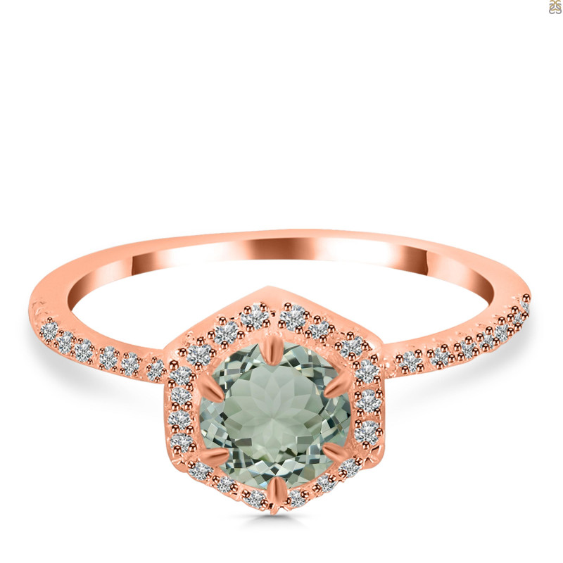 Green Amethyst & White Topaz Ring GRA-RDR-3146.