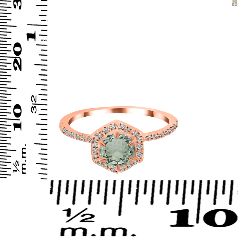 Green Amethyst & White Topaz Ring GRA-RDR-3146.