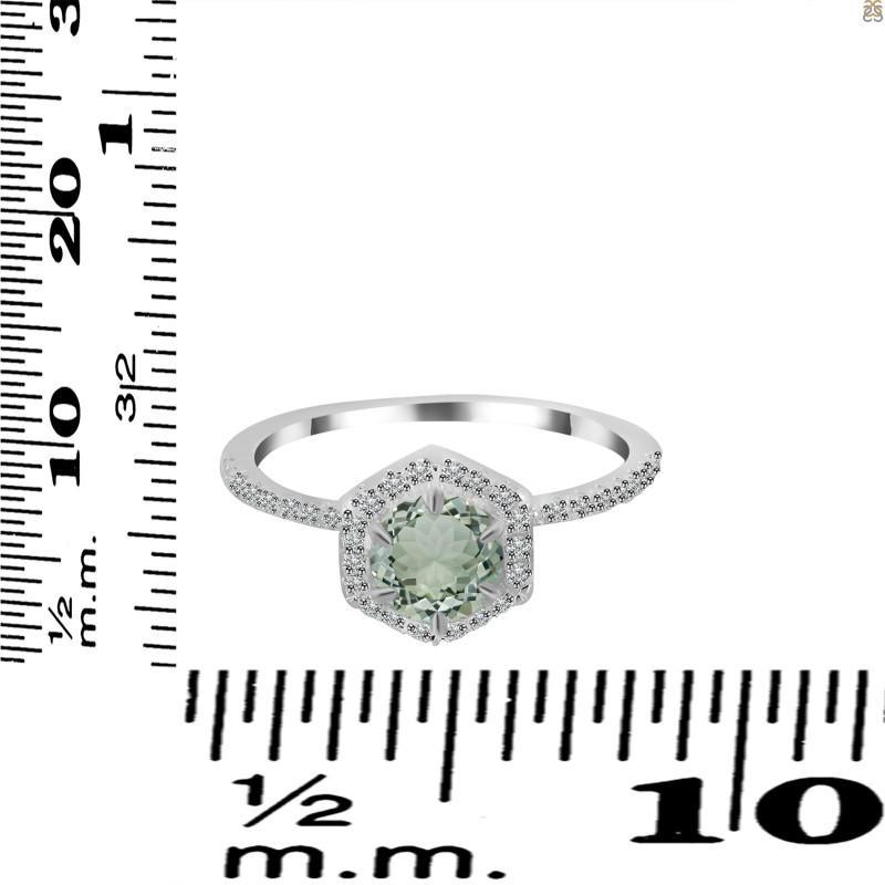 Green Amethyst & White Topaz Ring GRA-RDR-3146.