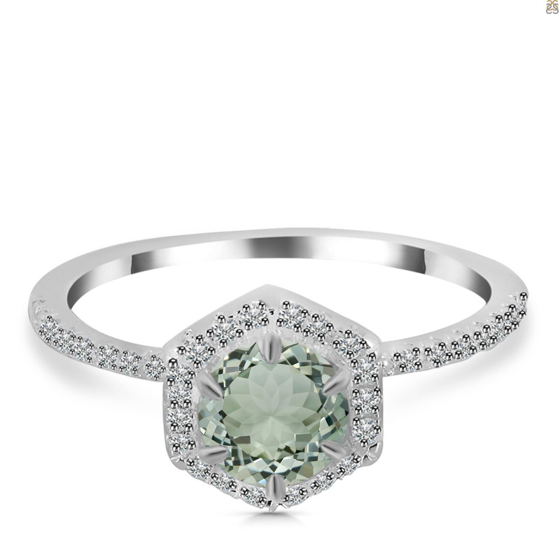 Green Amethyst & White Topaz Ring GRA-RDR-3146.