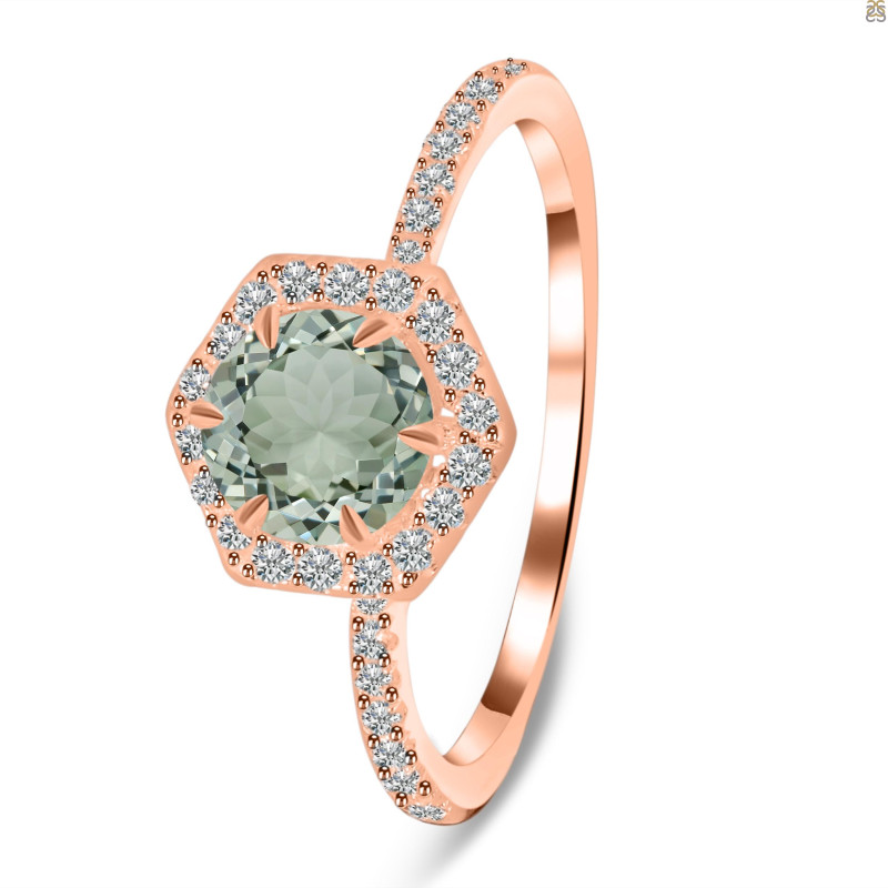 Green Amethyst & White Topaz Ring GRA-RDR-3146.