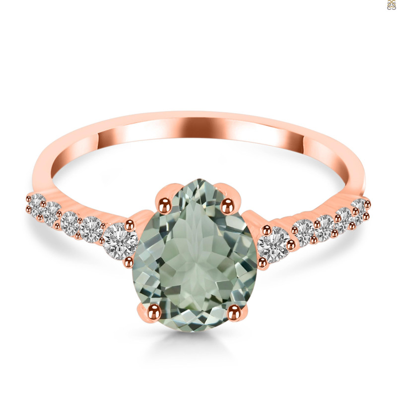 Green Amethyst & White Topaz Ring GRA-RDR-3148.